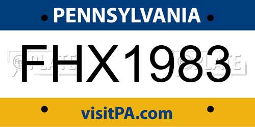 FHX1983 Pennsylvania License Plate