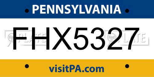 FHX5327 Pennsylvania License Plate