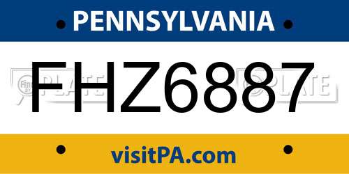 FHZ6887 Pennsylvania License Plate