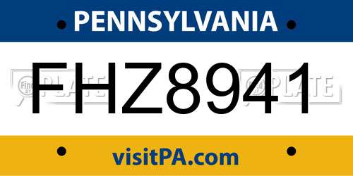 FHZ8941 Pennsylvania License Plate