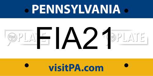 FIA21 Pennsylvania License Plate