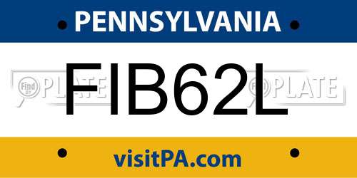 FIB62L Pennsylvania License Plate