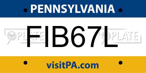 FIB67L Pennsylvania License Plate