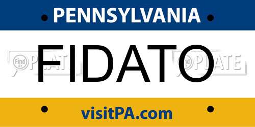 FIDATO Pennsylvania License Plate