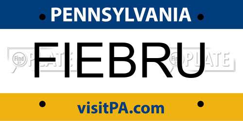 FIEBRU Pennsylvania License Plate