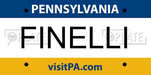 FINELLI Pennsylvania License Plate