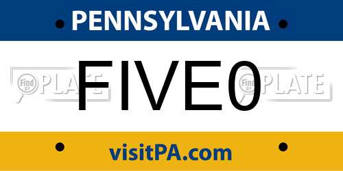 FIVE0 Pennsylvania License Plate