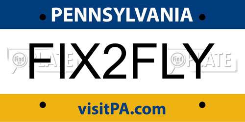 FIX2FLY Pennsylvania License Plate