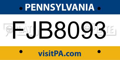 FJB8093 Pennsylvania License Plate