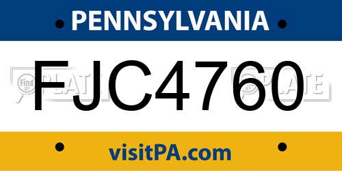 FJC4760 Pennsylvania License Plate