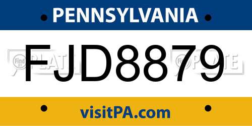 FJD8879 Pennsylvania License Plate