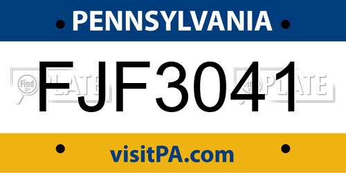 FJF3041 Pennsylvania License Plate