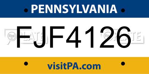 FJF4126 Pennsylvania License Plate