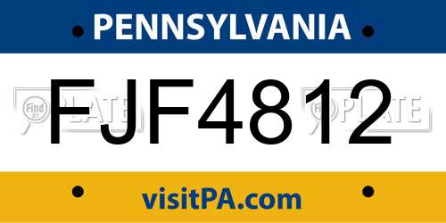 FJF4812 Pennsylvania License Plate