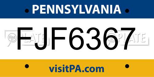 FJF6367 Pennsylvania License Plate