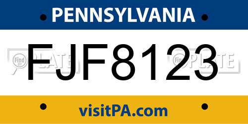 FJF8123 Pennsylvania License Plate