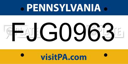 FJG0963 Pennsylvania License Plate