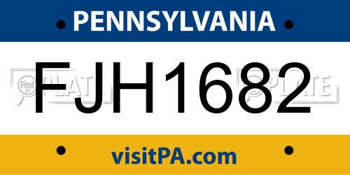 FJH1682 Pennsylvania License Plate