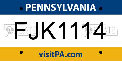 FJK1114 Pennsylvania License Plate