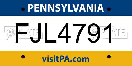FJL4791 Pennsylvania License Plate