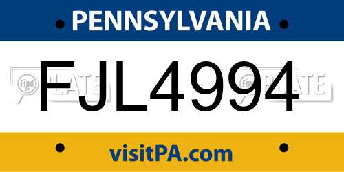 FJL4994 Pennsylvania License Plate