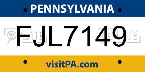 FJL7149 Pennsylvania License Plate
