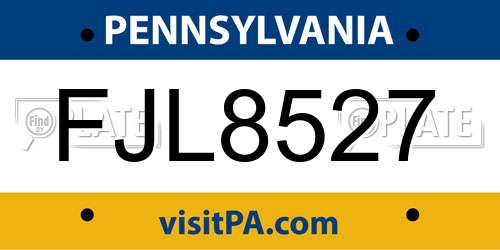 FJL8527 Pennsylvania License Plate