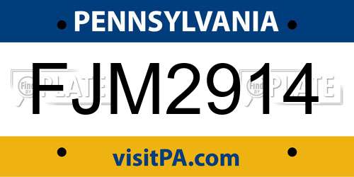 FJM2914 Pennsylvania License Plate