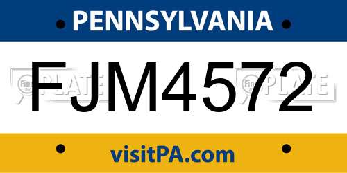FJM4572 Pennsylvania License Plate