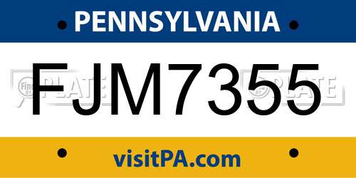 FJM7355 Pennsylvania License Plate