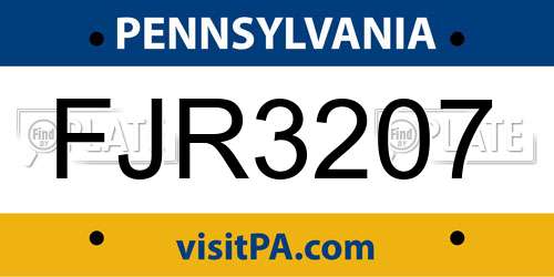 FJR3207 Pennsylvania License Plate