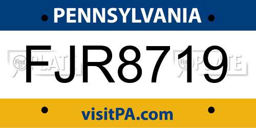 FJR8719 Pennsylvania License Plate