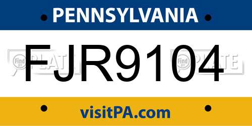 FJR9104 Pennsylvania License Plate
