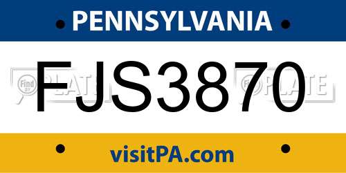 FJS3870 Pennsylvania License Plate
