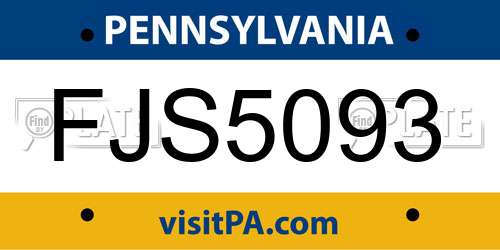 FJS5093 Pennsylvania License Plate