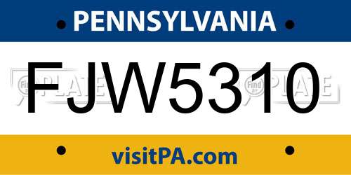 FJW5310 Pennsylvania License Plate