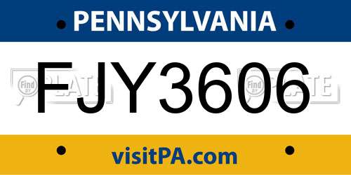 FJY3606 Pennsylvania License Plate