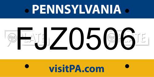 FJZ0506 Pennsylvania License Plate