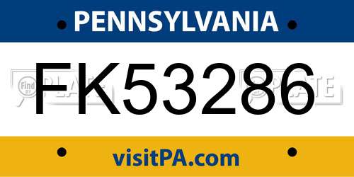 FK53286 Pennsylvania License Plate