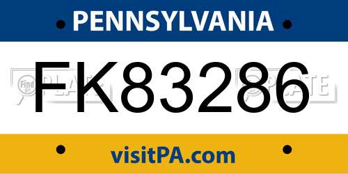 FK83286 Pennsylvania License Plate