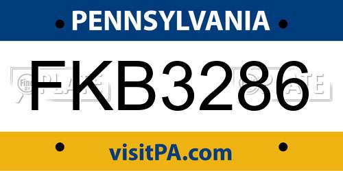 FKB3286 Pennsylvania License Plate