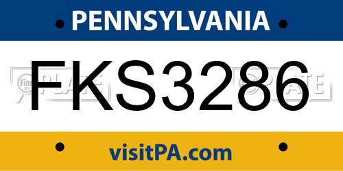 FKS3286 Pennsylvania License Plate