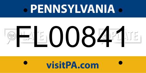 FL00841 Pennsylvania License Plate