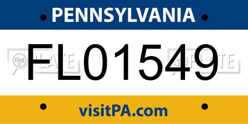 FL01549 Pennsylvania License Plate