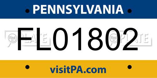 FL01802 Pennsylvania License Plate