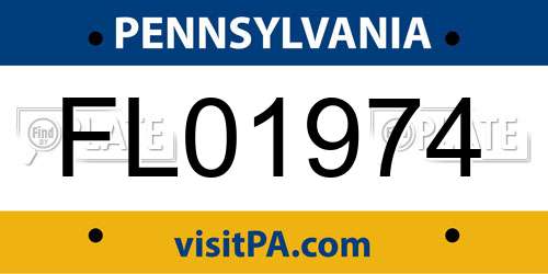 FL01974 Pennsylvania License Plate