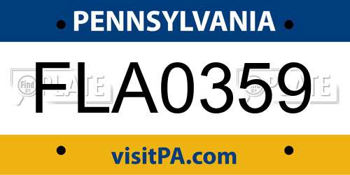 FLA0359 Pennsylvania License Plate