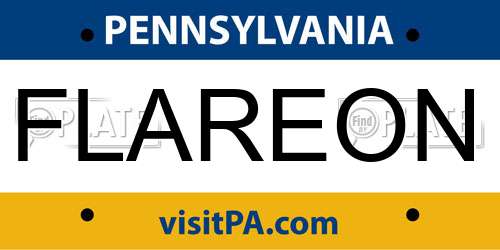 FLAREON Pennsylvania License Plate