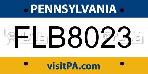 FLB8023 Pennsylvania License Plate