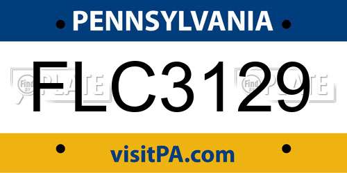 FLC3129 Pennsylvania License Plate